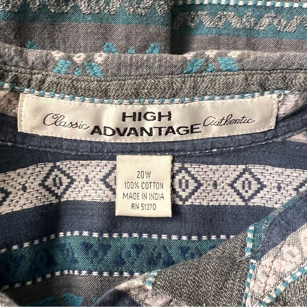 Vintage Embroidered Patterned Button Down Cotton … - image 5